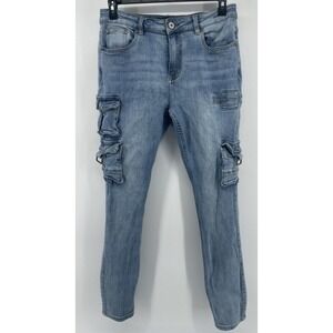 SERENADE Mens New Earth Cargo Utility Jeans Size 34 (32x33) Slim Fit Streetwear